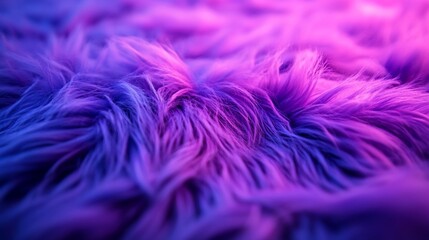 Obraz premium Purple blue fur texture, neon light, background blur, photography backdrop