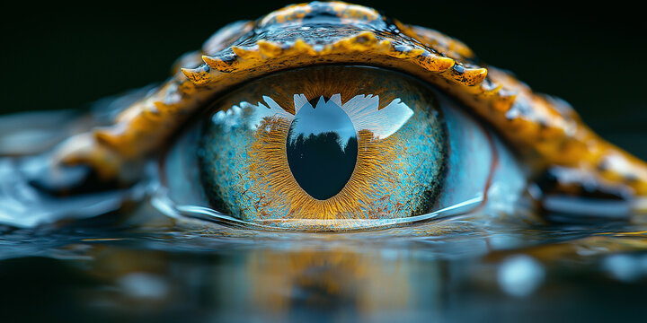 close up of the crocodile eyes