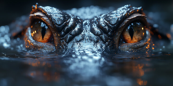close up of the crocodile eyes