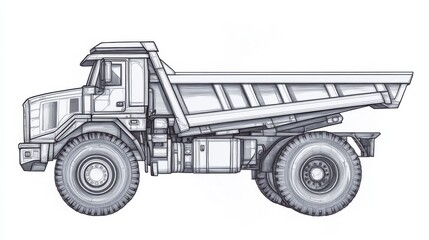 Obraz premium Detailed Illustration of an Articulated Dump Truck in Profile View