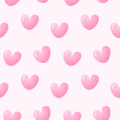 Cute Handdrawn Watercolor Hearts Seamless Pattern
