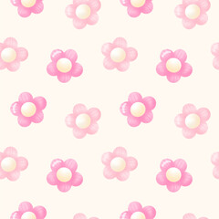 Cute Handdrawn Watercolor Flower Seamless Pattern
