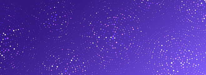 Purple digital technology pattern. Violet glowing dotted circle background. Abstract dot round grid backdrop for tech, business, science, healthcare, medicine, finance. Vector textured wallpaper