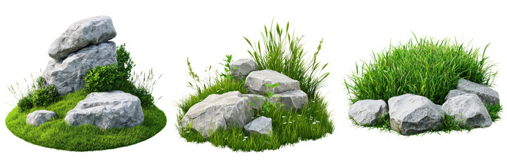 Natural rocks and grass formations for outdoor scenery design