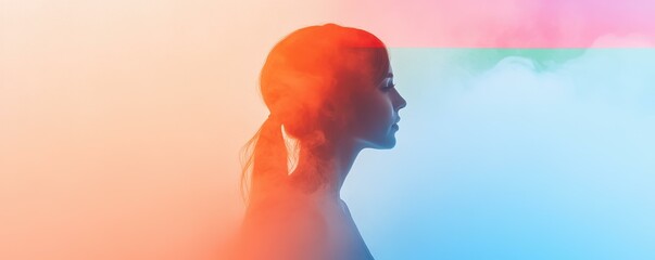 Serene Portrait Profile with Dreamy Hues and Smoke Effect