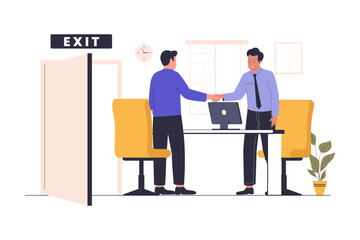 Exit interview questions vector illustration. Illustration for website, landing page, mobile app, poster and banner. Trendy flat vector illustration