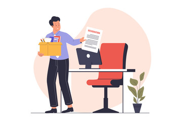 Job resignation vector illustration. Illustration for website, landing page, mobile app, poster and banner. Trendy flat vector illustration