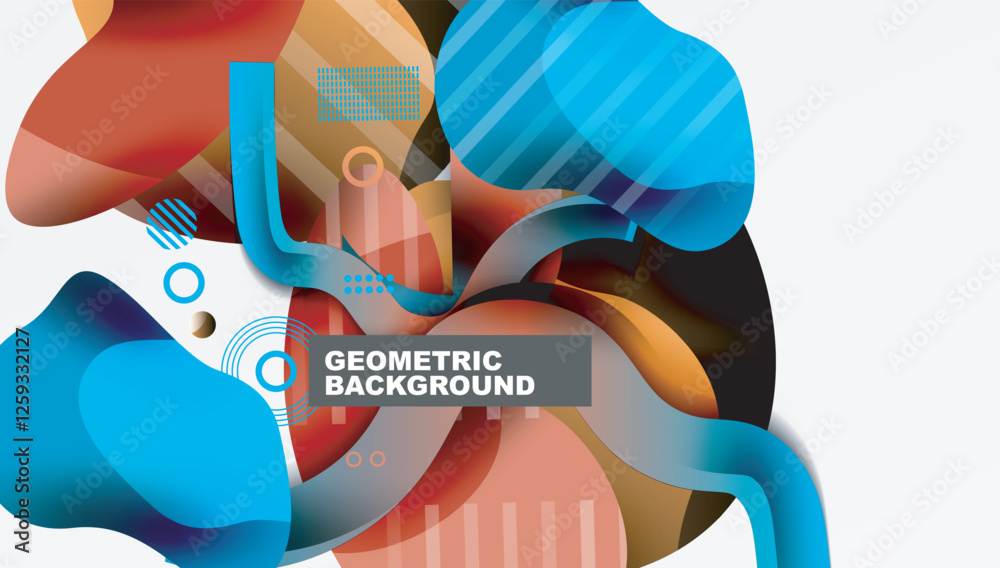 Poster abstract background - lines circles and liquid shapes