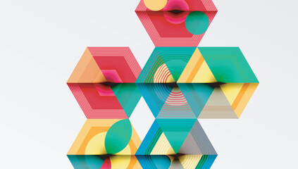 Hexagons, diamonds pattern. Geometric repeating hexagon background