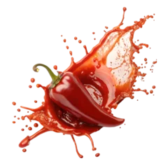 Gardinen Chilischoten red chili sauce splash isolated on white background  © Alisha