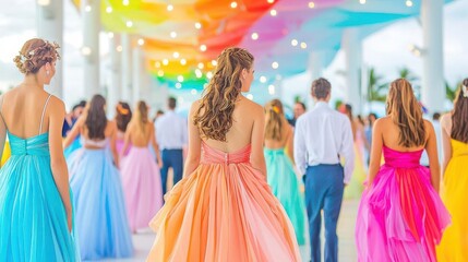Vibrant beach sunset prom theme representing college spring break
