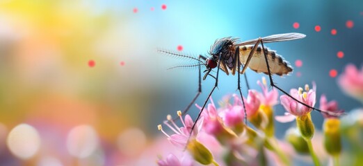 Macro Photography of a Mosquito on Pink Flowers