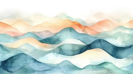 Obraz premium Abstract Watercolor Painting of Serene Rolling Hills