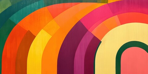 Obraz premium Retro-inspired geometric wallpaper with vibrant 1970s colors