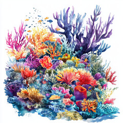 Obraz premium Colorful coral reef shimmers with life and vibrant hues in ocean
