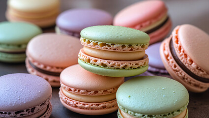 Fototapeta premium French Macaron Bliss: A Delicate & Colorful Delight