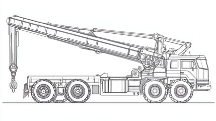 Detailed Illustration of a Heavy-Duty Crane Truck Design