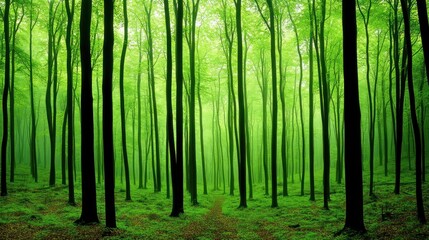 Fototapeta premium Lush Green Forest Path Tranquil Nature Scene