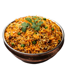 biryani indian food isolated on white or transparent background