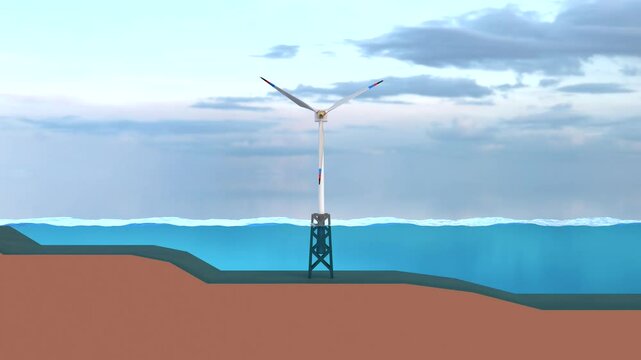 Offshore wind turbine, jacket type