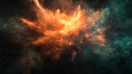 Obraz premium Cosmic explosion, nebula, space, fiery, vibrant, background, design