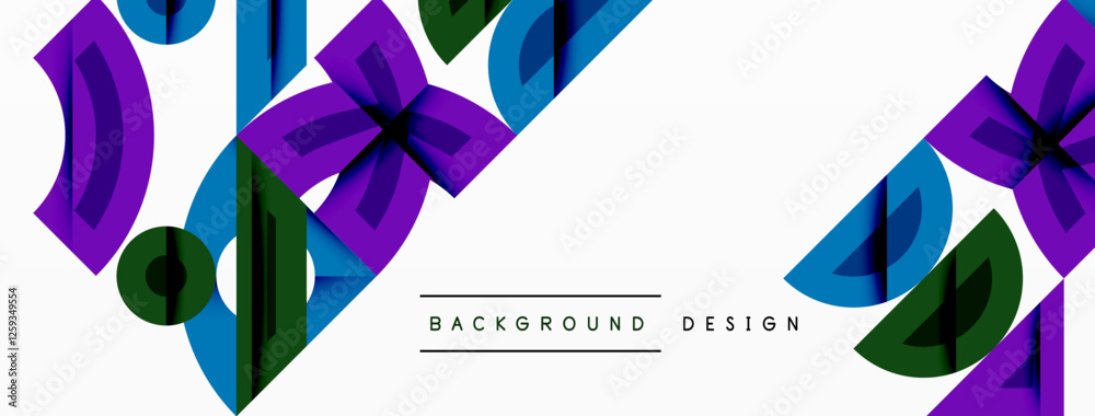 Aufkleber Abstract geometric background with shapes, featuring circular and rounded elements. Bold contrast, smooth gradients, dynamic composition, futuristic style