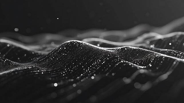 Data waves, dark background, abstract tech