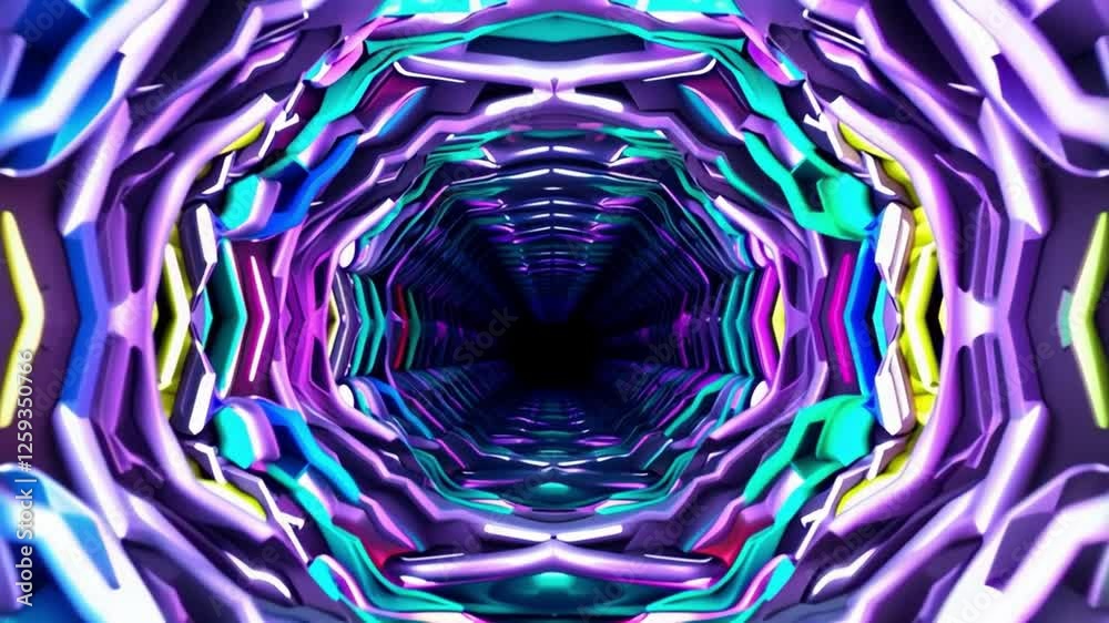 Poster vibrant futuristic tunnel swirling colors and dynamic patterns create mesmerizing visual experience