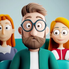 Fototapeta premium Cartoon People In Meeting Room