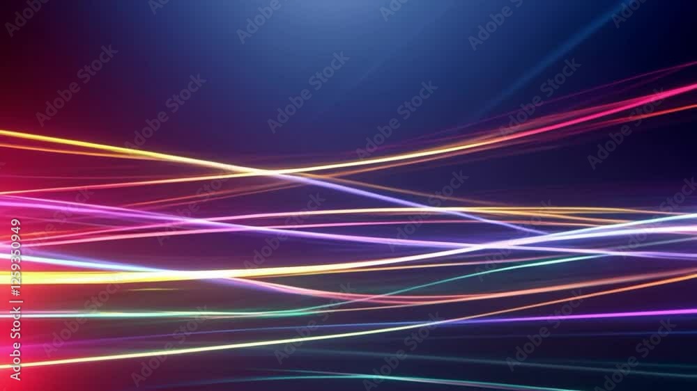 Poster dynamic light streaks in vibrant colors against dark background create mesmerizing visual effects in