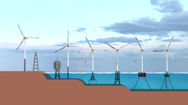 Different types of offshore wind turbines