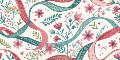 Romantic Ribbons Background, Flowing Fabric Texture, Love Wallpaper, Couple's Photo Backdrop, Elegant Design