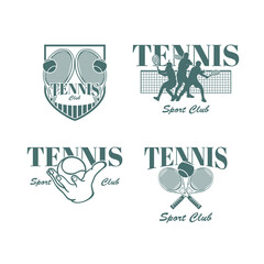 Four tennis logo images can be used to design t-shirts or other merchandise and can be edited and changed the color