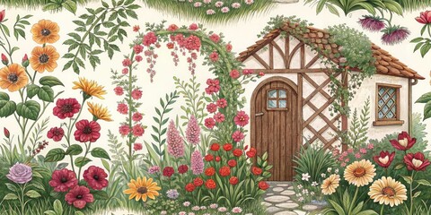 Rustic Garden Double Exposure Photography:  Enchanting Floral Overlays & Vintage Garden Scenes