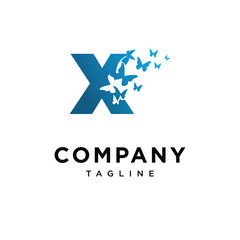 Obraz premium Letter X Butterfly Logo Icon Vector