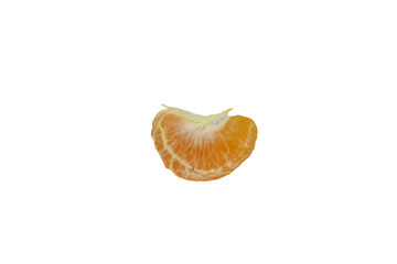 A single orange mandarin slice isolated on a white background.