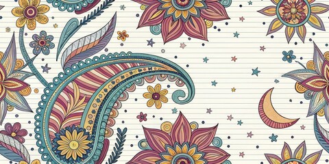 Fototapeta premium Surreal Food Photography: Lined Paper Journal Page Pattern, Whimsical Culinary Art