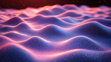 Fototapeta premium Abstract Pink and Blue Particle Wave Landscape