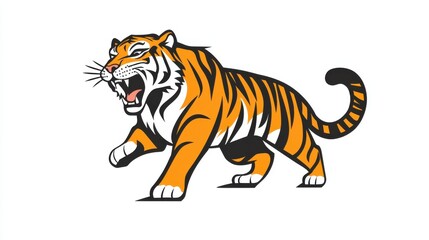 Fototapeta premium Fierce Tiger Illustration with Bold Stripes and Dynamic Pose