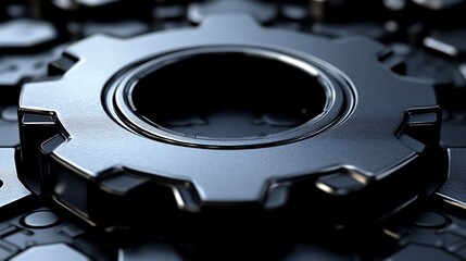 A Close Up Of A Dark Metallic Gear