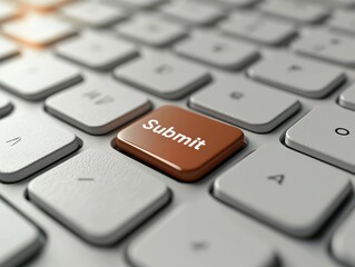 Close-up view of a computer keyboard with a submit button.