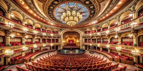 Obraz premium The Liceu Theatre: a Barcelona landmark boasting luxurious design, grand auditorium, and rich Spanish architectural heritage.