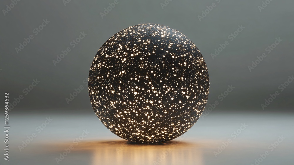 Poster glowing sphere casting light on a reflective surface