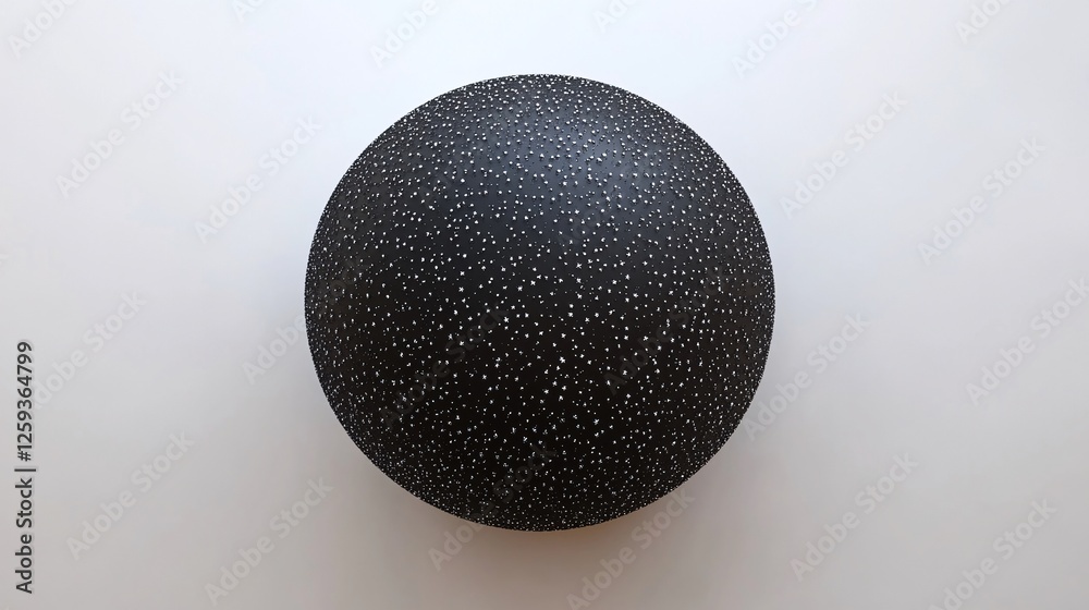 Poster black textured sphere with white dots on white background