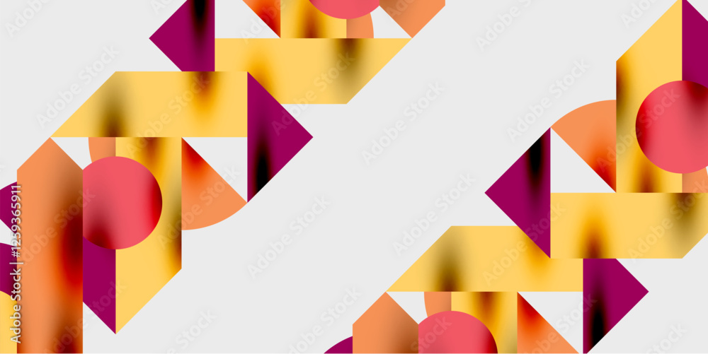 Aufkleber Modern abstract background featuring circles, lines, and triangles in a dynamic geometric composition. Perfect for stylish, tech, or creative-themed designs