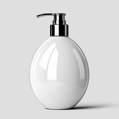 Elegant White Pump Bottle for Cosmetics with Sleek Design on Soft Gray Background for Beauty and Skincare Concepts