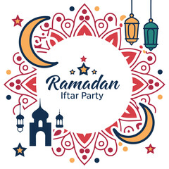Ramadan Iftar party , Iftar party Invitation, Iftar invitation template in paper style, Ramadan Iftar party design banner, Ramadan Iftar party design flyer