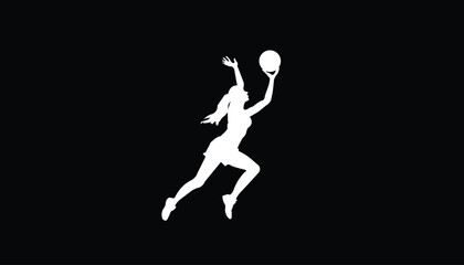 Black silhouette art of female volleyball player hitting the ball volleyball woman player