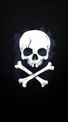 Stylized skull and crossbones illustration on a dark background, ideal for graphic design use
