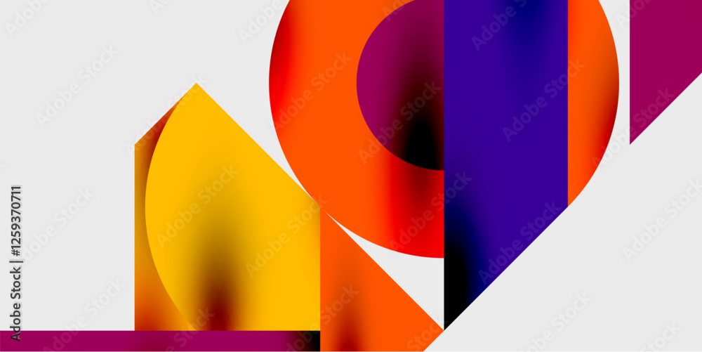 Aufkleber Detailed composition of circles, semicircles, and triangles with glossy effects and smooth gradients. A sleek and modern vector design for creative and tech-inspired projects